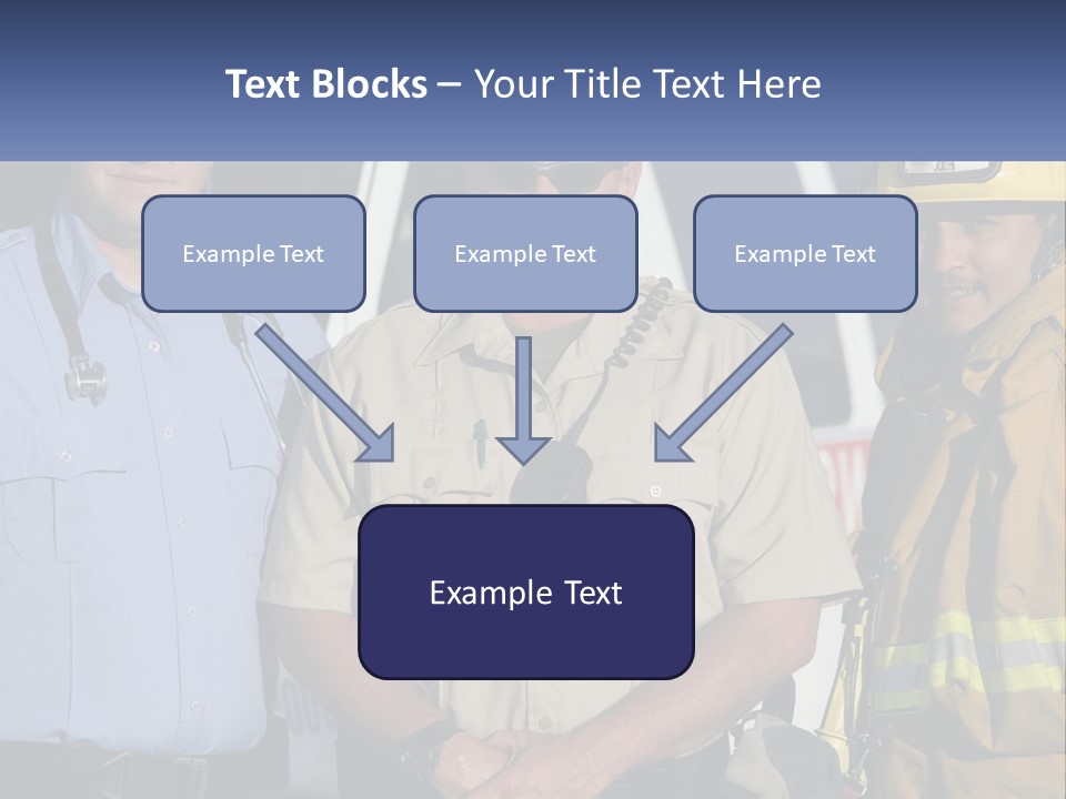 Three Firemen Standing Next To Each Other In Front Of A Fire Truck PowerPoint Template