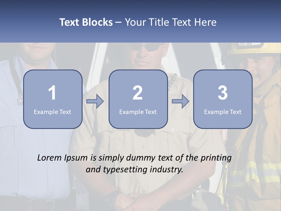 Three Firemen Standing Next To Each Other In Front Of A Fire Truck PowerPoint Template