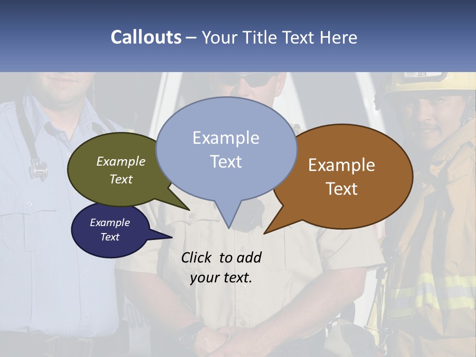 Three Firemen Standing Next To Each Other In Front Of A Fire Truck PowerPoint Template