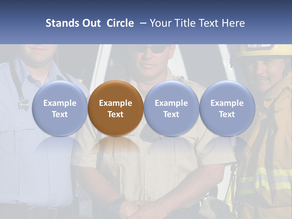 Three Firemen Standing Next To Each Other In Front Of A Fire Truck PowerPoint Template