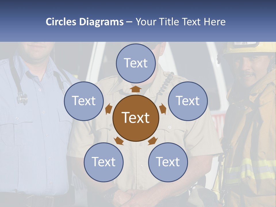 Three Firemen Standing Next To Each Other In Front Of A Fire Truck PowerPoint Template