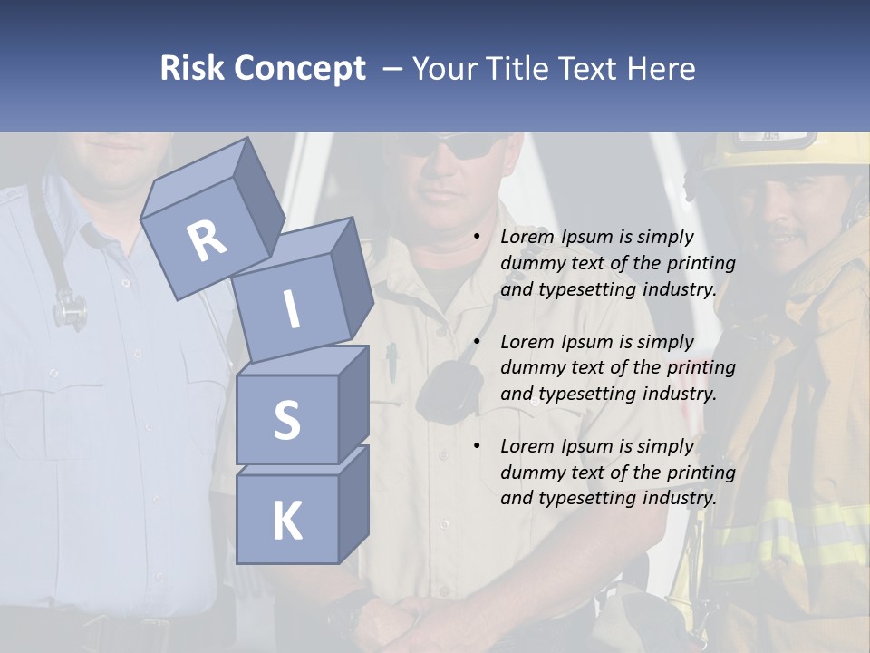 Three Firemen Standing Next To Each Other In Front Of A Fire Truck PowerPoint Template