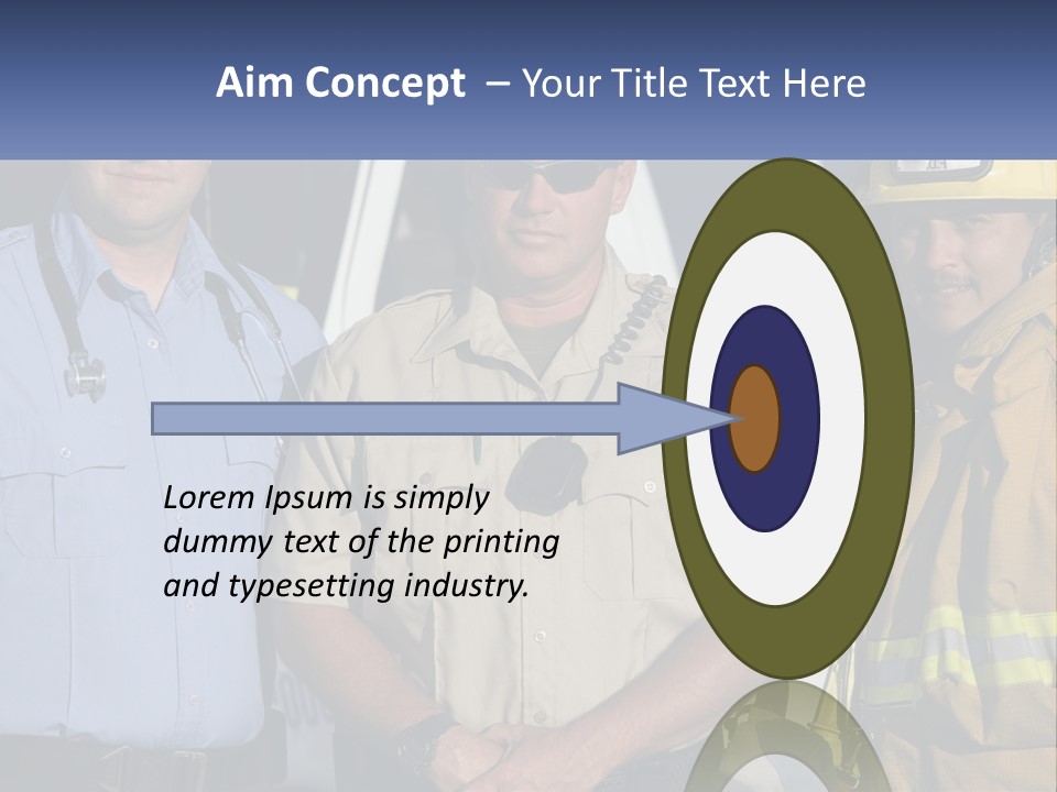 Three Firemen Standing Next To Each Other In Front Of A Fire Truck PowerPoint Template