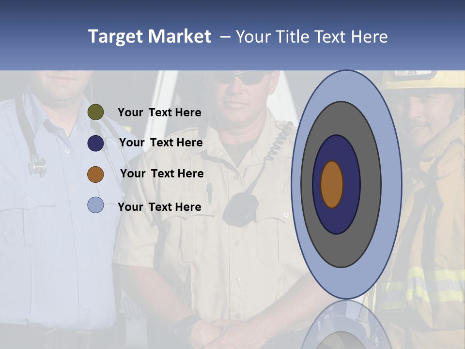 Three Firemen Standing Next To Each Other In Front Of A Fire Truck PowerPoint Template