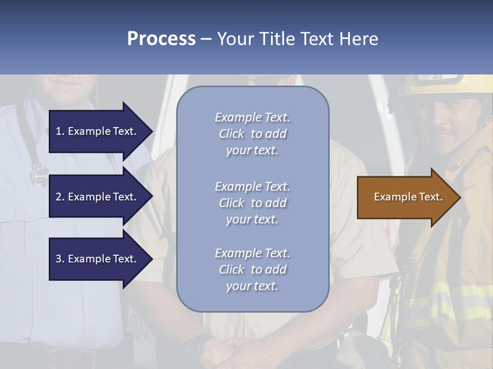 Three Firemen Standing Next To Each Other In Front Of A Fire Truck PowerPoint Template