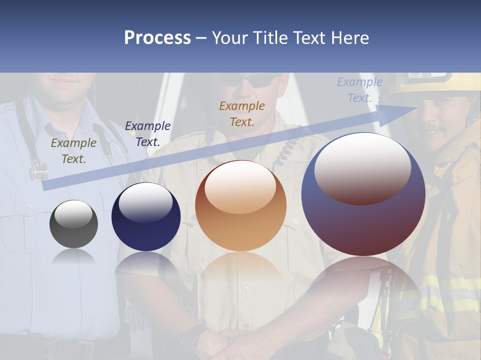 Three Firemen Standing Next To Each Other In Front Of A Fire Truck PowerPoint Template