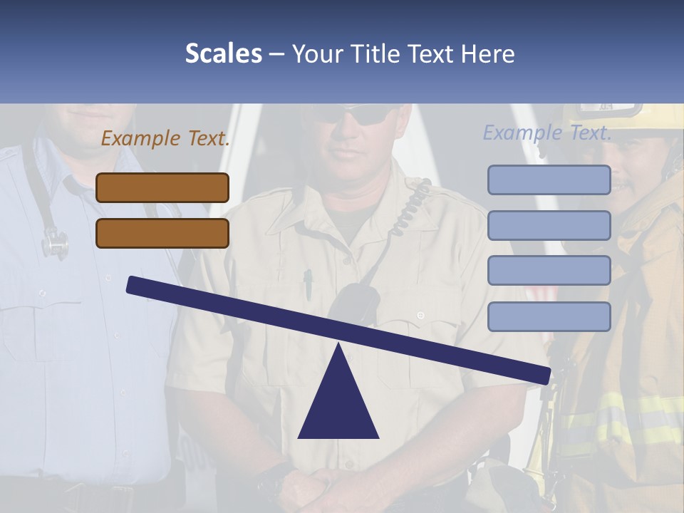 Three Firemen Standing Next To Each Other In Front Of A Fire Truck PowerPoint Template