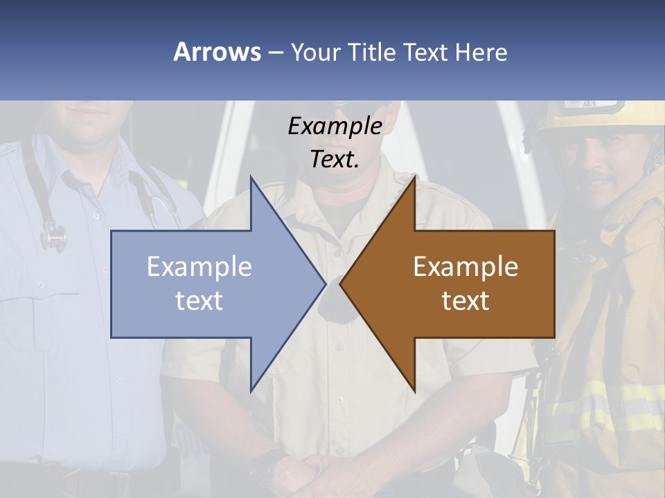 Three Firemen Standing Next To Each Other In Front Of A Fire Truck PowerPoint Template