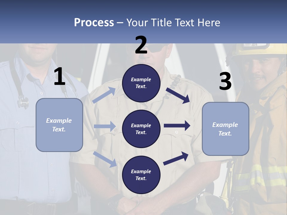 Three Firemen Standing Next To Each Other In Front Of A Fire Truck PowerPoint Template