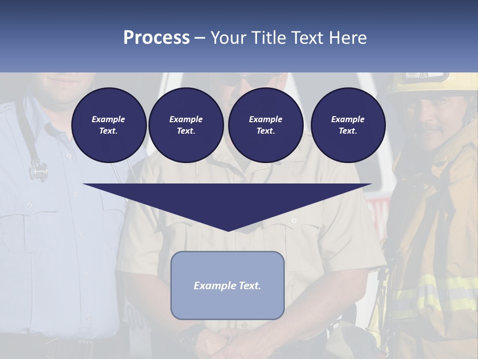 Three Firemen Standing Next To Each Other In Front Of A Fire Truck PowerPoint Template