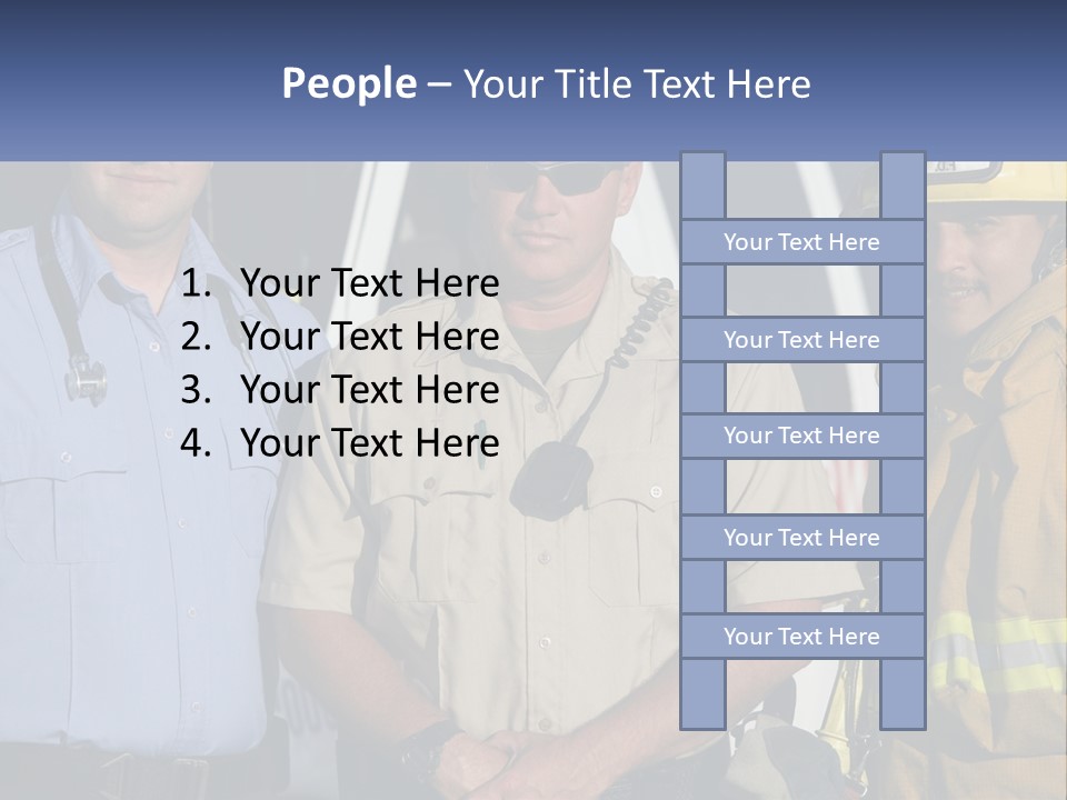 Three Firemen Standing Next To Each Other In Front Of A Fire Truck PowerPoint Template