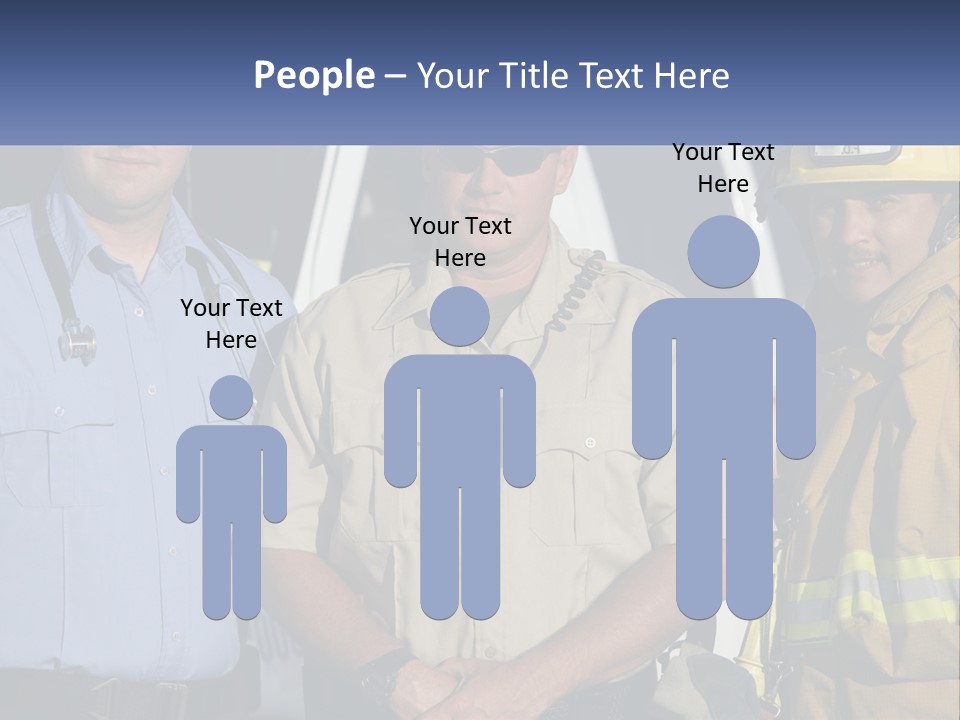 Three Firemen Standing Next To Each Other In Front Of A Fire Truck PowerPoint Template