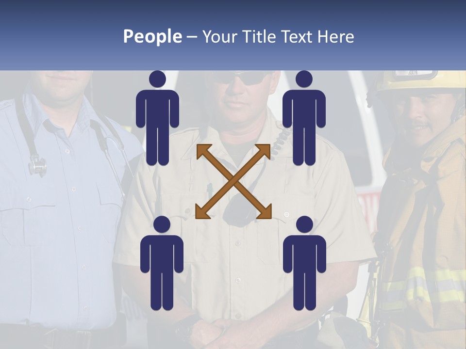 Three Firemen Standing Next To Each Other In Front Of A Fire Truck PowerPoint Template