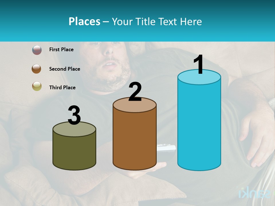 A Man Laying On A Couch Holding A Remote Control PowerPoint Template