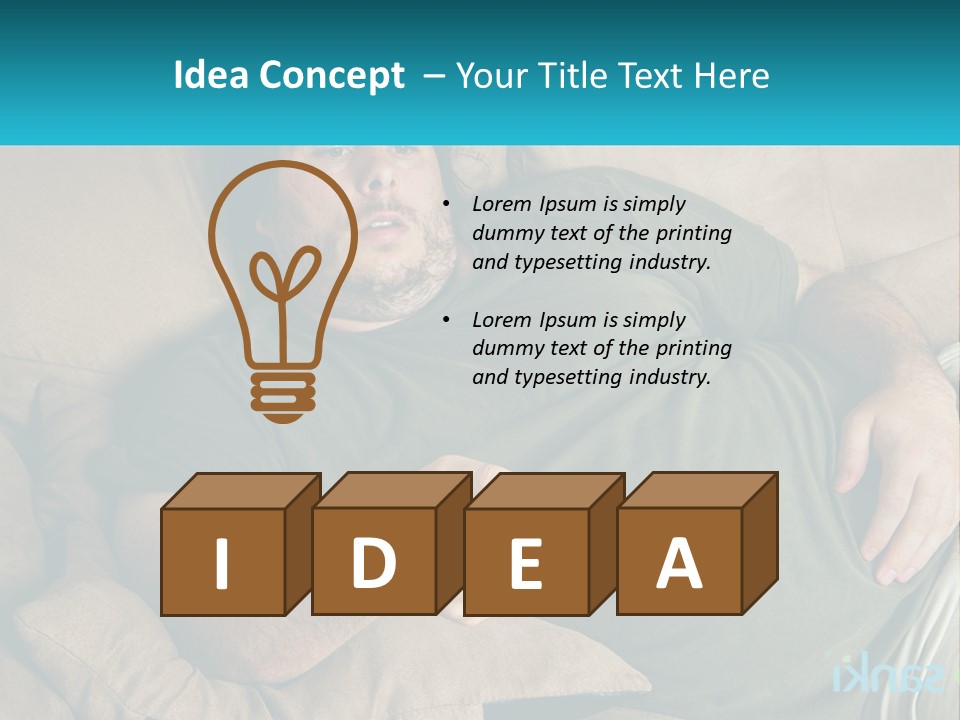 A Man Laying On A Couch Holding A Remote Control PowerPoint Template