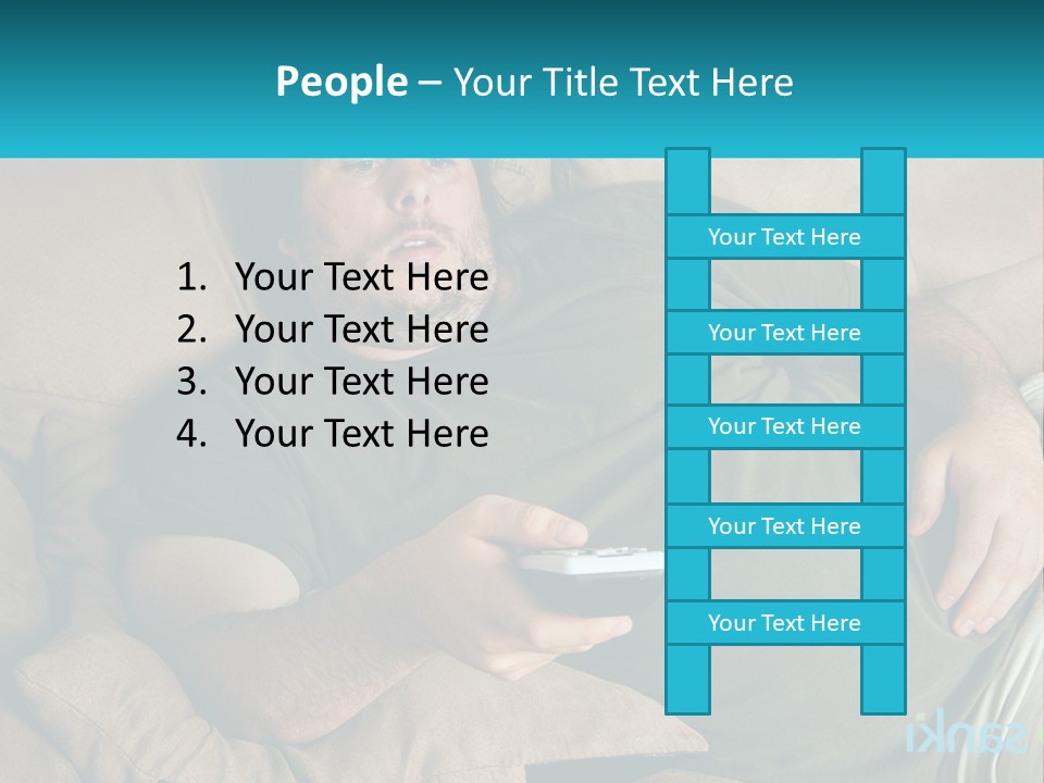 A Man Laying On A Couch Holding A Remote Control PowerPoint Template