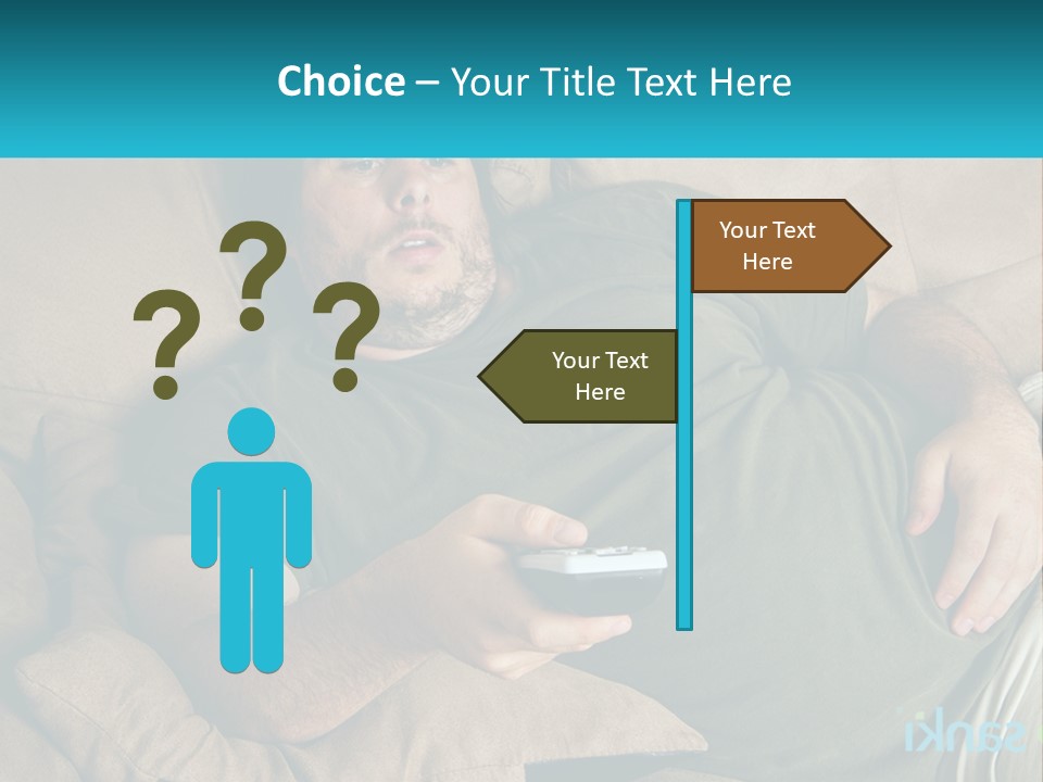 A Man Laying On A Couch Holding A Remote Control PowerPoint Template