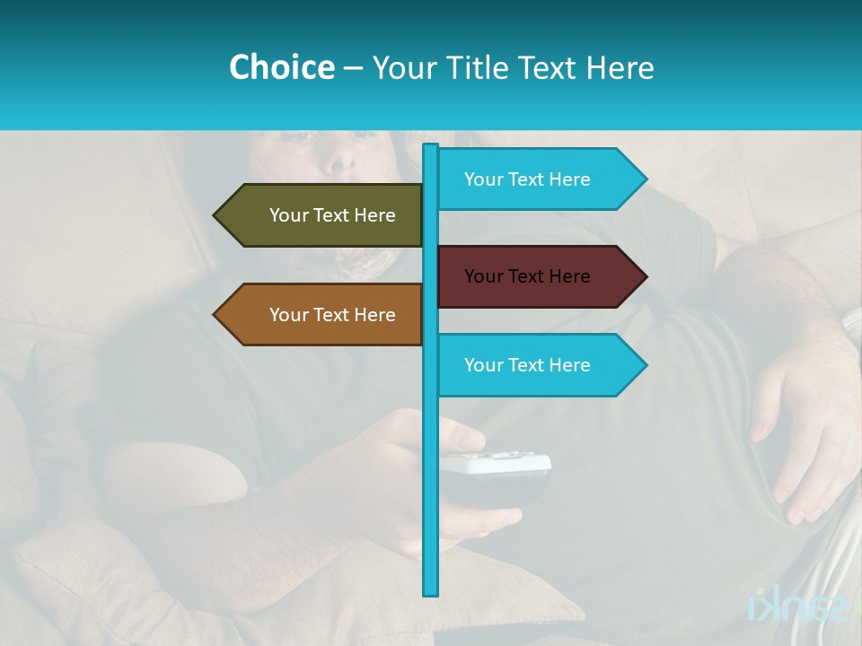 A Man Laying On A Couch Holding A Remote Control PowerPoint Template