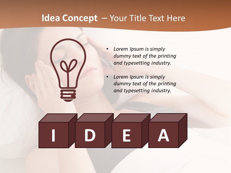 A Woman Laying In Bed With Her Eyes Closed PowerPoint Template