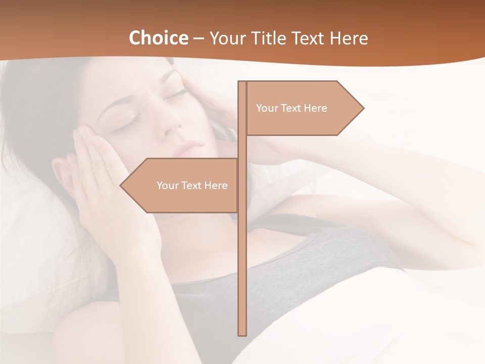 A Woman Laying In Bed With Her Eyes Closed PowerPoint Template