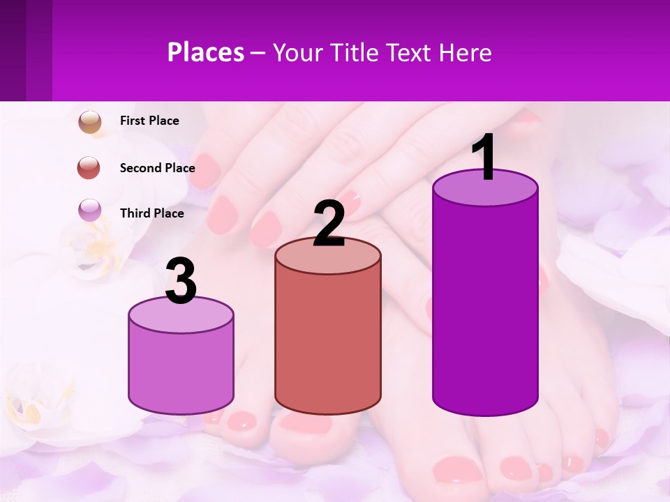 A Woman's Feet With Red Nail Polish On Them PowerPoint Template