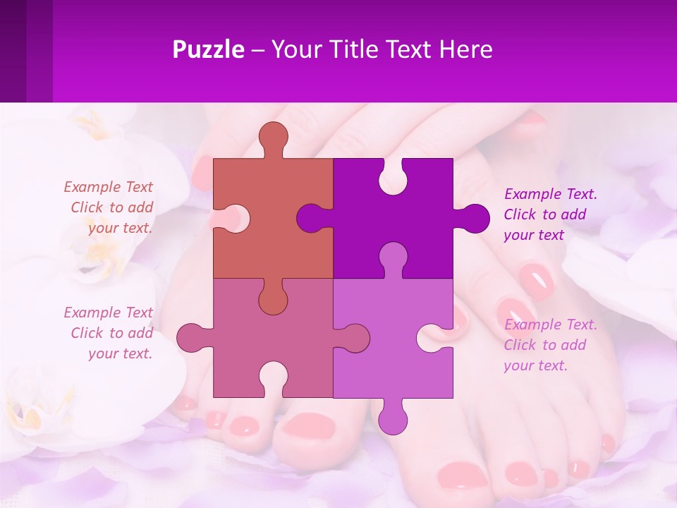 A Woman's Feet With Red Nail Polish On Them PowerPoint Template