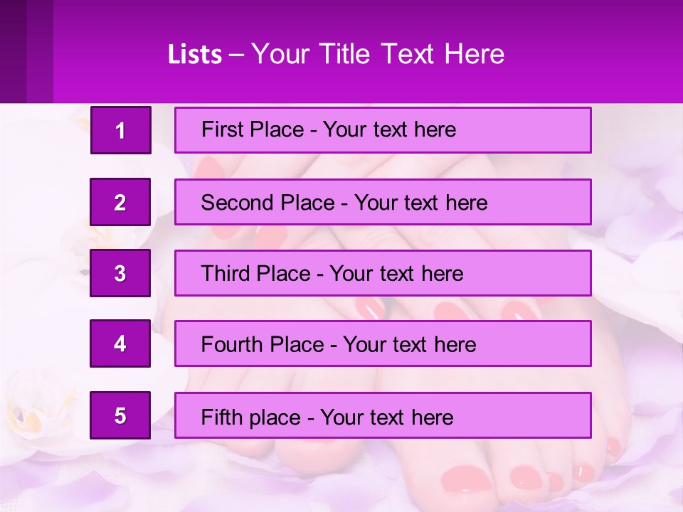 A Woman's Feet With Red Nail Polish On Them PowerPoint Template