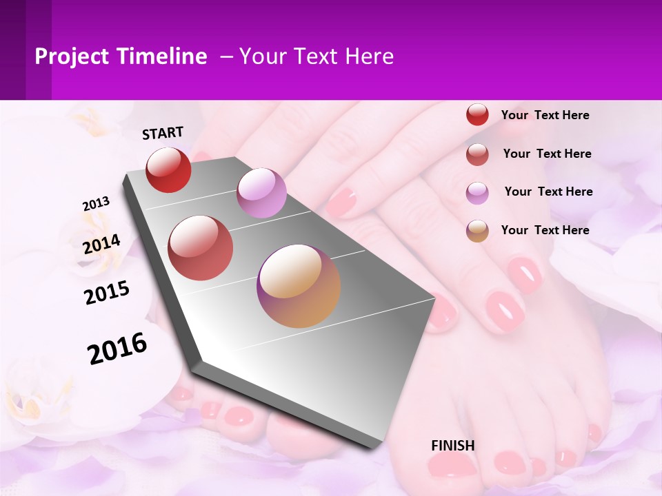 A Woman's Feet With Red Nail Polish On Them PowerPoint Template