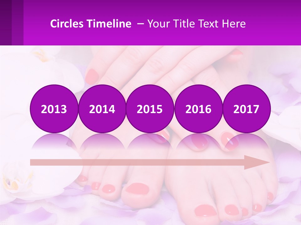 A Woman's Feet With Red Nail Polish On Them PowerPoint Template