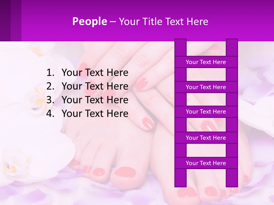 A Woman's Feet With Red Nail Polish On Them PowerPoint Template