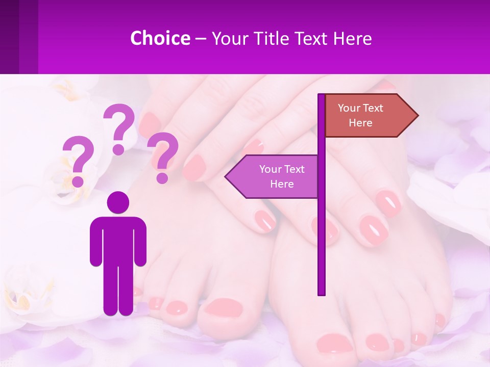 A Woman's Feet With Red Nail Polish On Them PowerPoint Template
