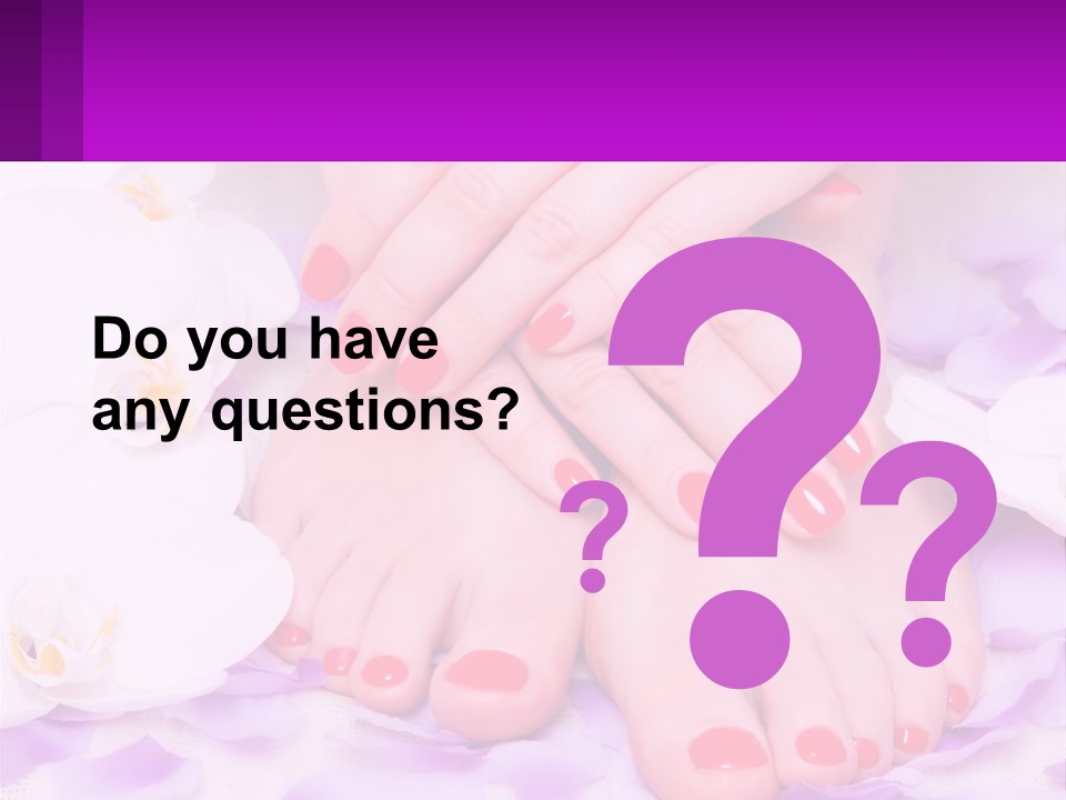 A Woman's Feet With Red Nail Polish On Them PowerPoint Template