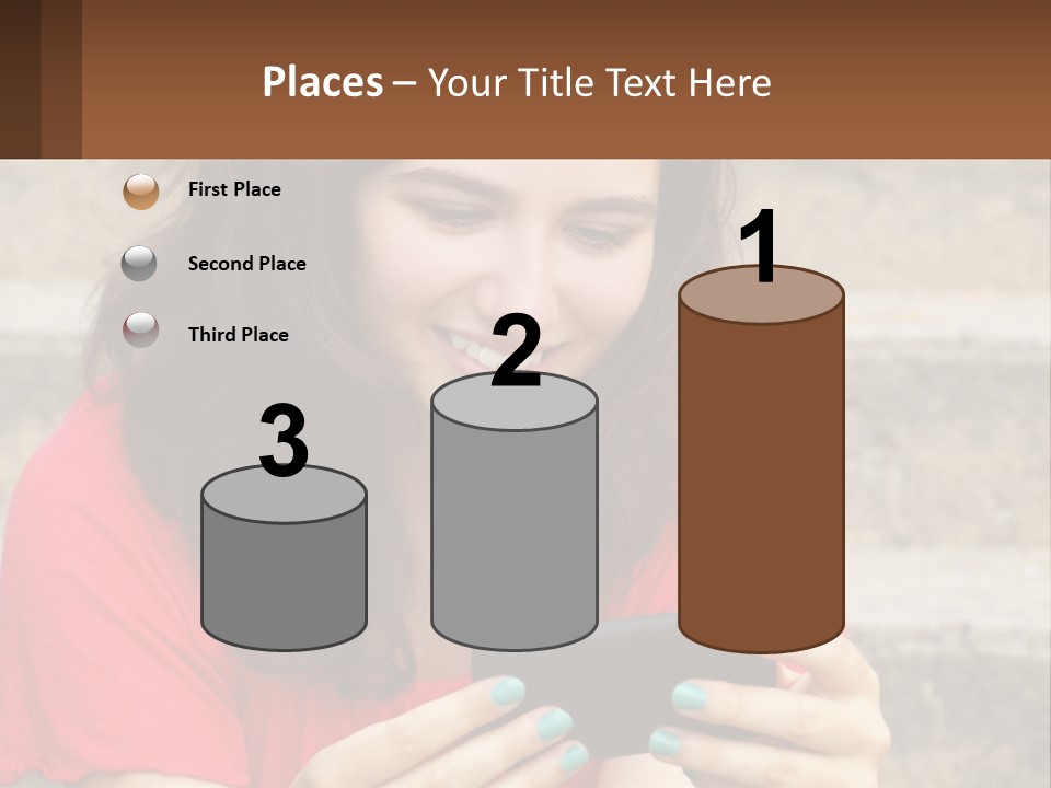 A Woman Is Looking At Her Cell Phone PowerPoint Template