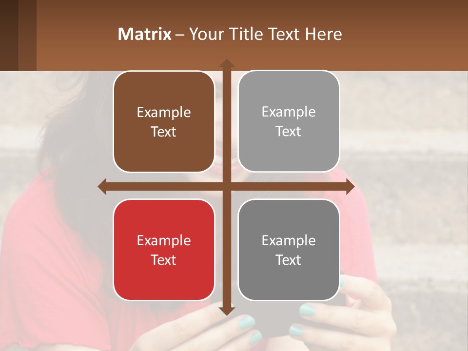 A Woman Is Looking At Her Cell Phone PowerPoint Template