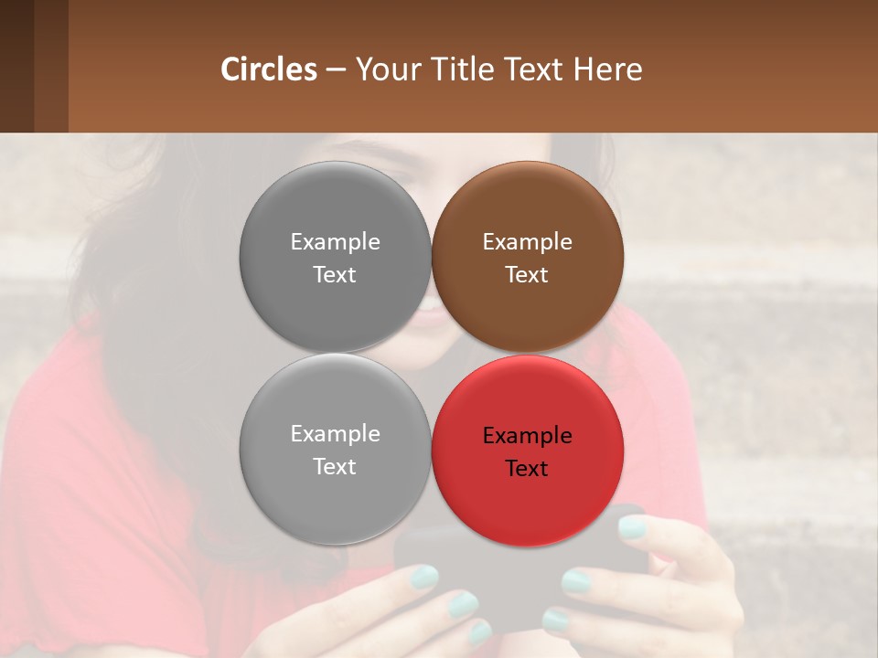 A Woman Is Looking At Her Cell Phone PowerPoint Template