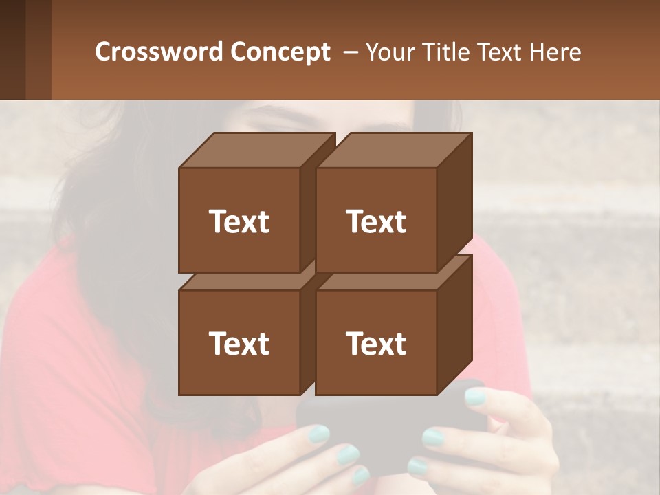A Woman Is Looking At Her Cell Phone PowerPoint Template