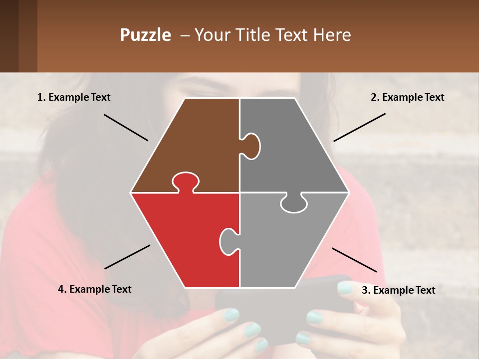 A Woman Is Looking At Her Cell Phone PowerPoint Template