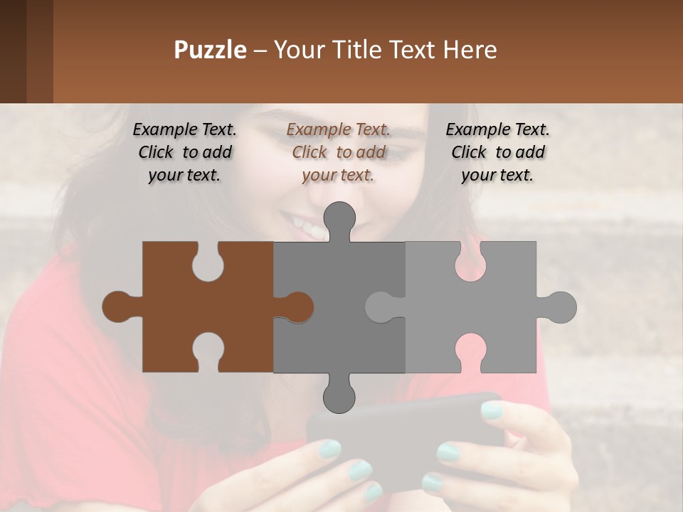 A Woman Is Looking At Her Cell Phone PowerPoint Template