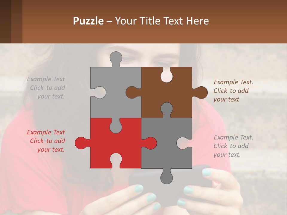 A Woman Is Looking At Her Cell Phone PowerPoint Template