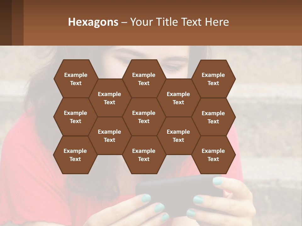 A Woman Is Looking At Her Cell Phone PowerPoint Template