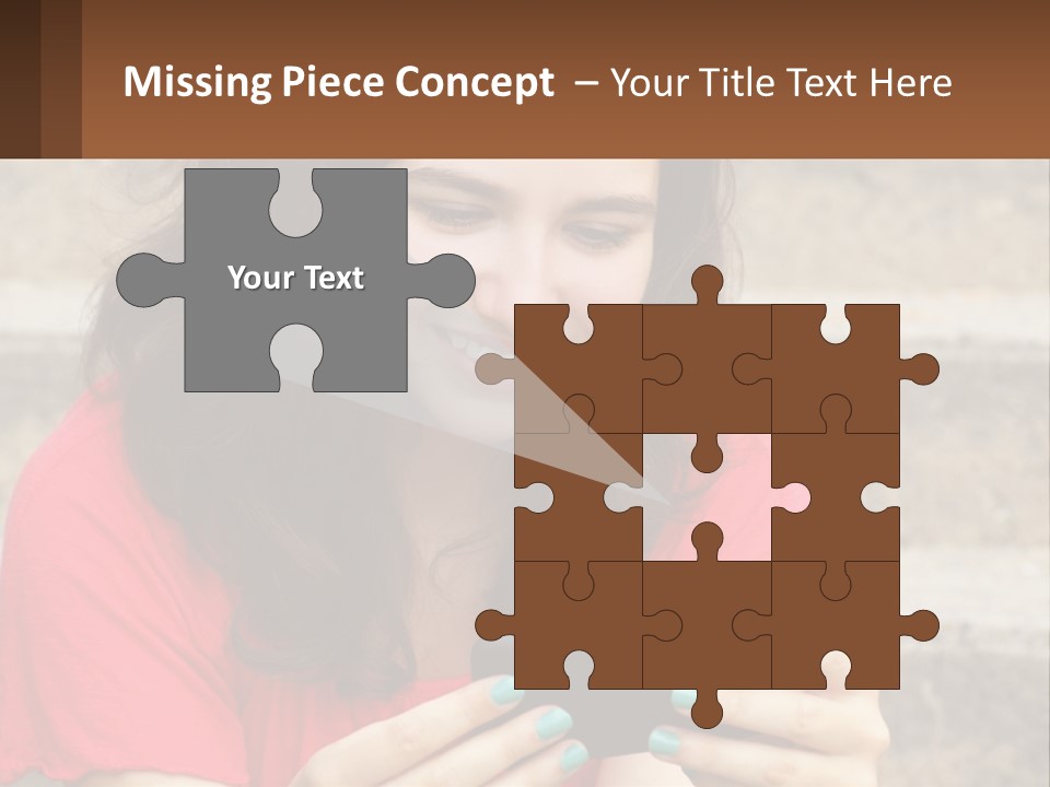 A Woman Is Looking At Her Cell Phone PowerPoint Template