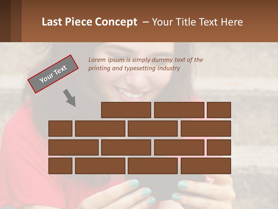 A Woman Is Looking At Her Cell Phone PowerPoint Template