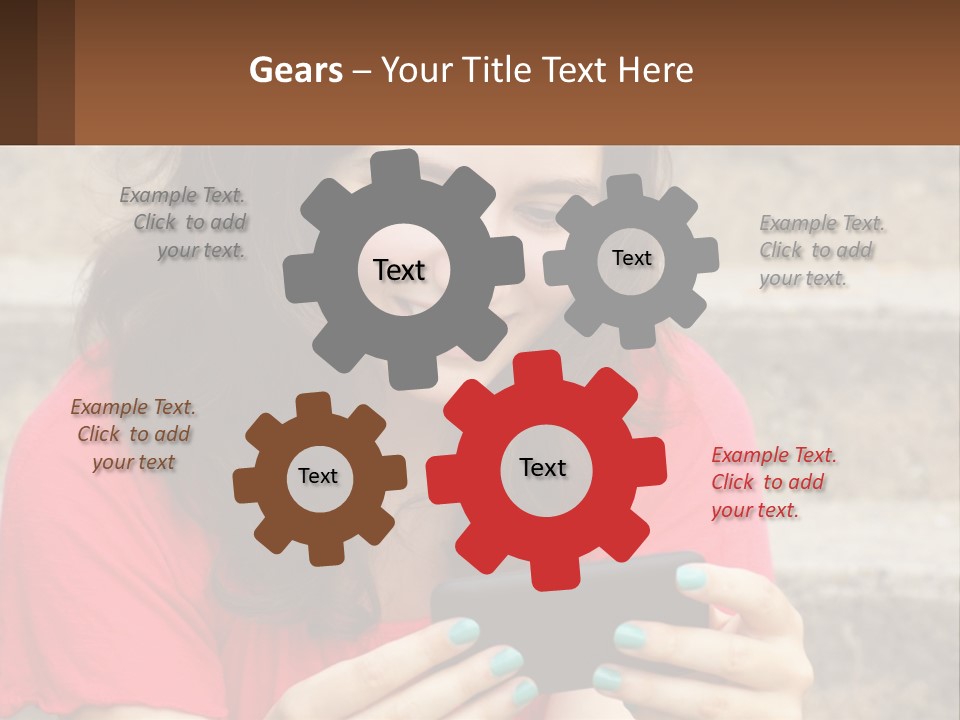 A Woman Is Looking At Her Cell Phone PowerPoint Template