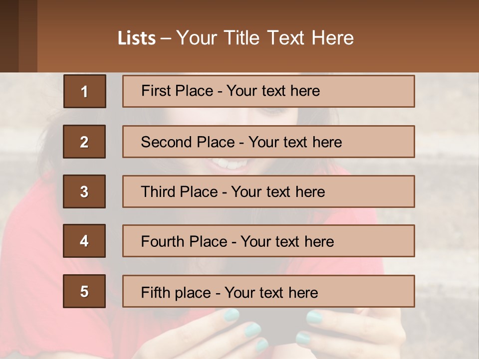 A Woman Is Looking At Her Cell Phone PowerPoint Template
