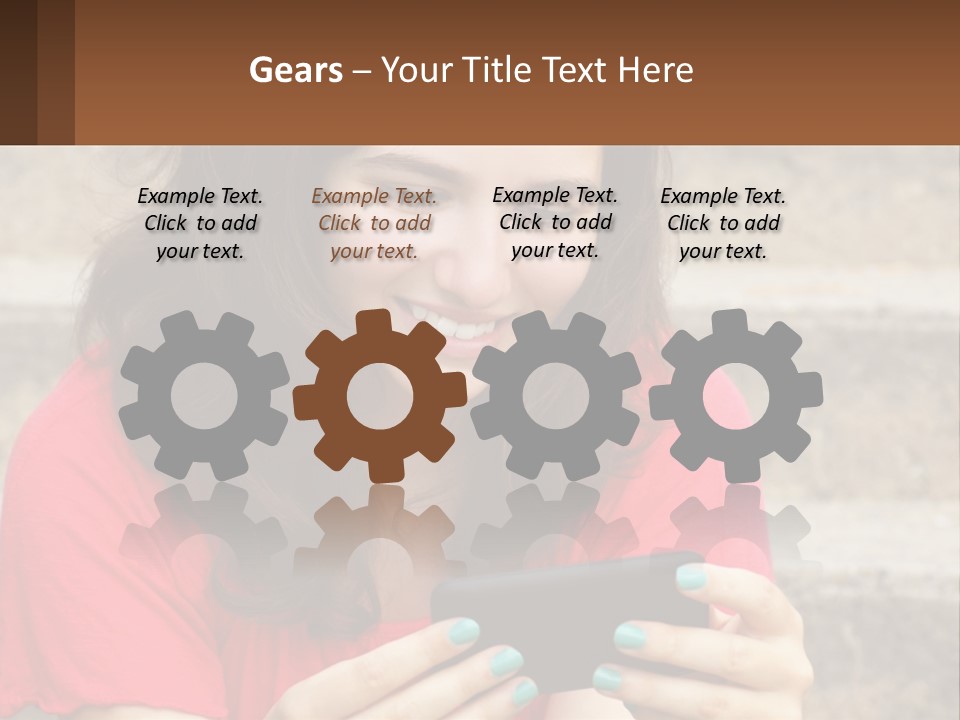 A Woman Is Looking At Her Cell Phone PowerPoint Template