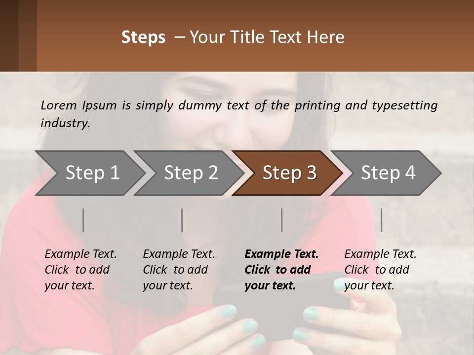 A Woman Is Looking At Her Cell Phone PowerPoint Template