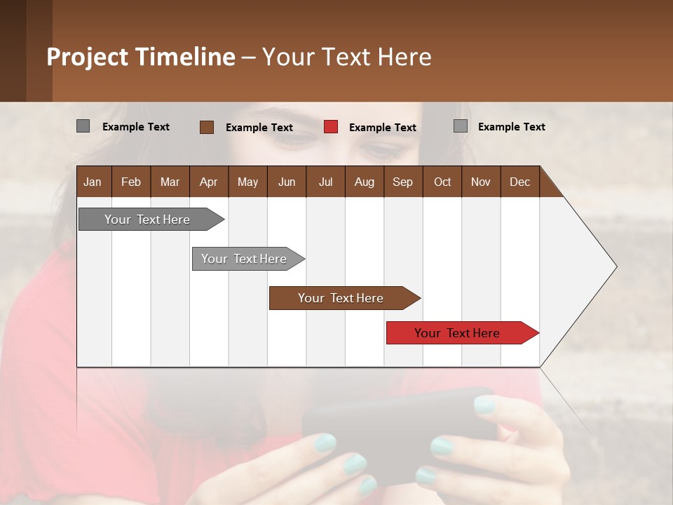 A Woman Is Looking At Her Cell Phone PowerPoint Template
