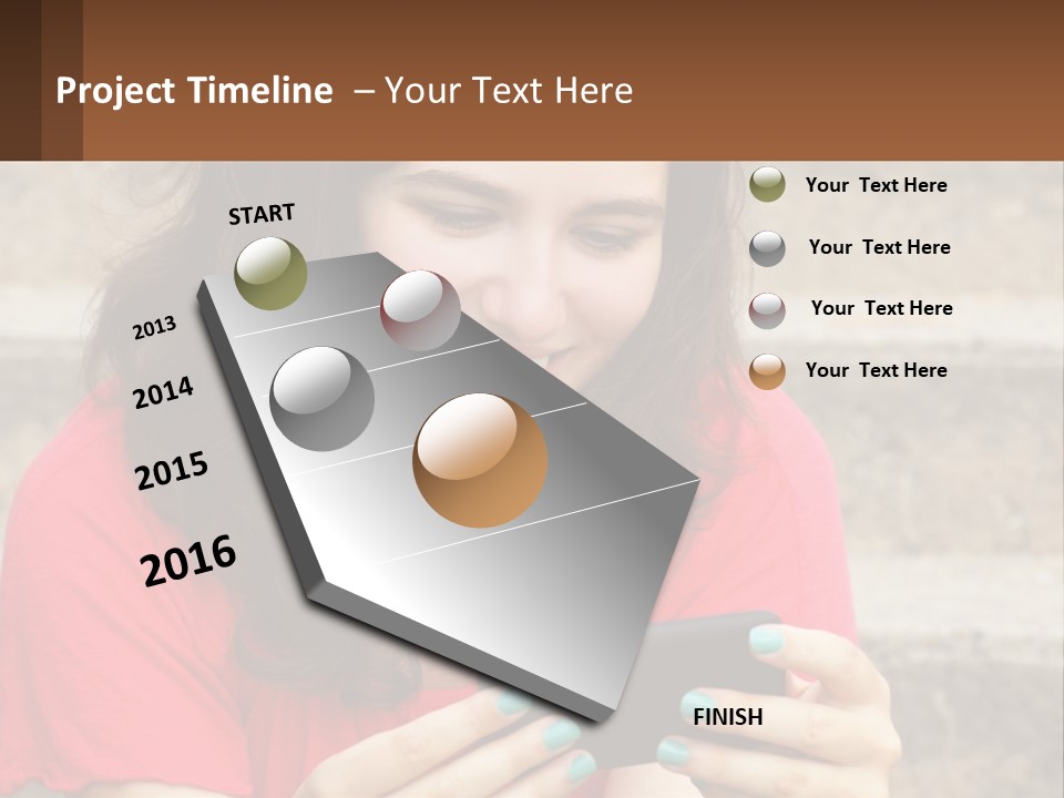 A Woman Is Looking At Her Cell Phone PowerPoint Template