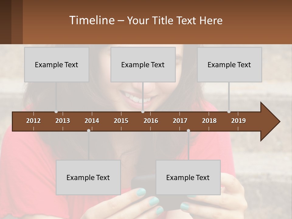 A Woman Is Looking At Her Cell Phone PowerPoint Template