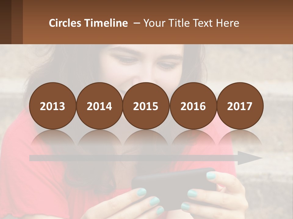 A Woman Is Looking At Her Cell Phone PowerPoint Template